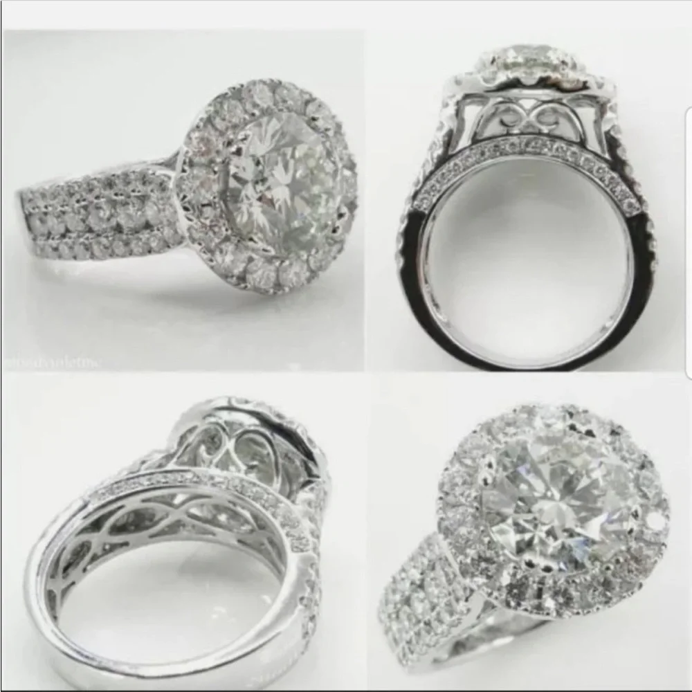 NEW 925 SILVER ROUND DIAMOND HALO RING💍 - Picture 5 of 6